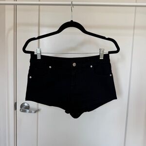 Black Low Rise Mini Shorts